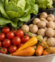 Fresh vegetables available through the food pantry